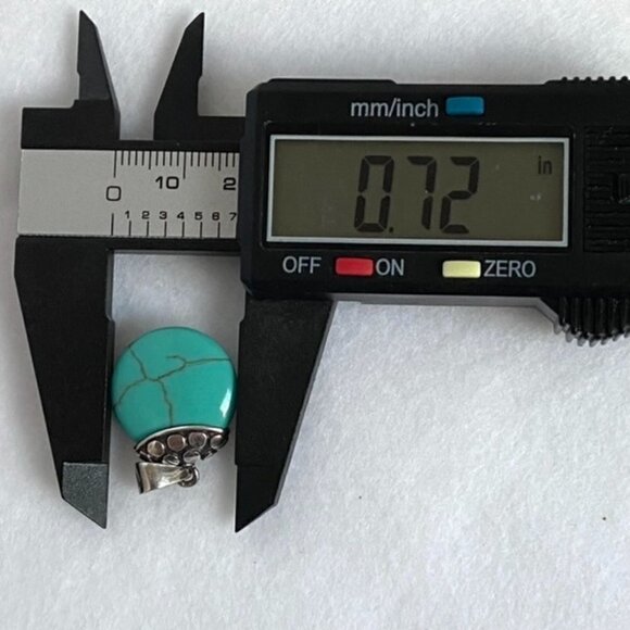 Sterling Silver 925 Round Faux Turquoise Bali Style Pendant Necklace 17" Chain - Picture 14 of 16